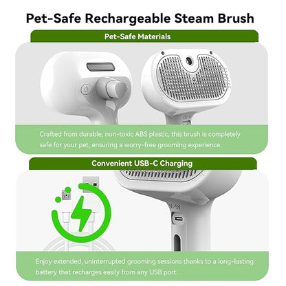 Pet Steam Brush, 3-in-1 Spray Hair Removal Comb for Dog and Cat, Steam for Shedding and Grooming, Spritz Defur Comb, Water Brush for Long & Short Haired Pets