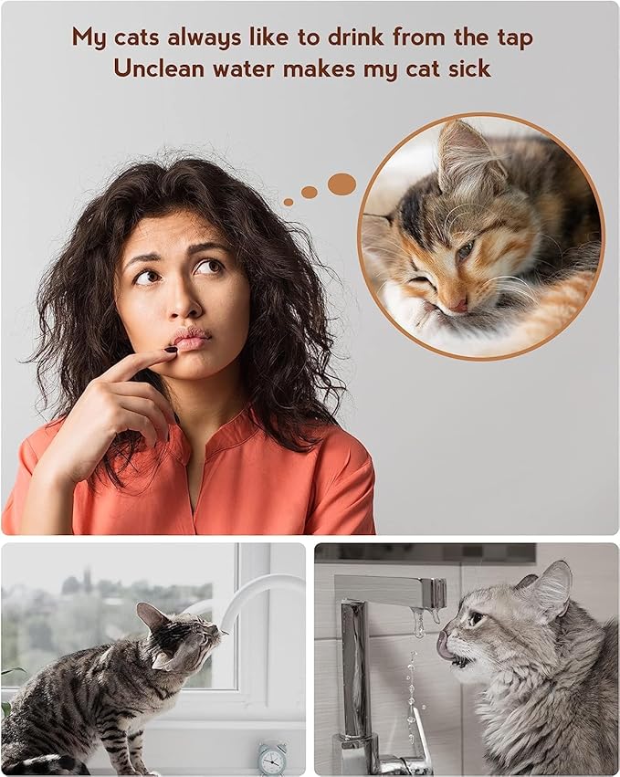 PEKTACO Cat Water Fountain, 3.2L/108oz Stainless Steel Pet Water Fountain for Cats/Dogs Indoor, Dog Drinking Dispenser Metal Kitty Spout with 3 Filters+ 3 Sponges