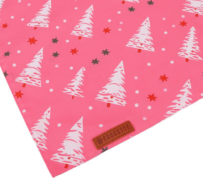 ADOGGYGO Pink Christmas Dog Bandana, Santa Xmas Tree Dog Scarf, Adjustable Fit Pink Pet Christmas Bandanas for Small Dogs Puppies (Small)