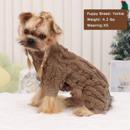 Dog Sweater for Small Dogs, XXS Dog Sweaters Turtleneck Doggie Pajamas Jumpsuits, Small Doggy Clothes Girl Boy, Cold Weather Puppy Onesie Outfits Yorkie Chihuahua Apparel,Khaki,M