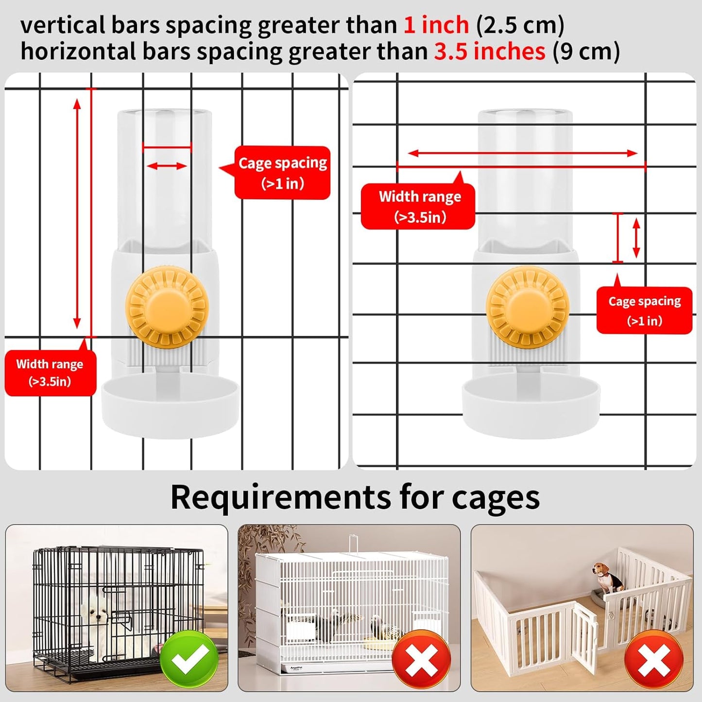 Hanging Rabbit Water Dispenser for Cage,17oz No Drip Guinea Pig Water Bottle for Ferret Bunny Puppy Cat Chinchilla Samll Aminal Water Bowl
