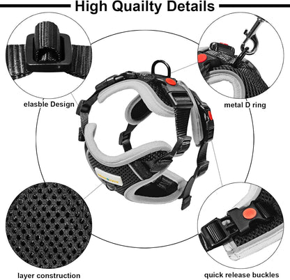 Cat Harness and Leash for Walking, Retractable Cat Harnesses and Leash Set Escape Proof, Breathable Soft Kitten Small Large Harness for Travel Training and Walking, Black, S