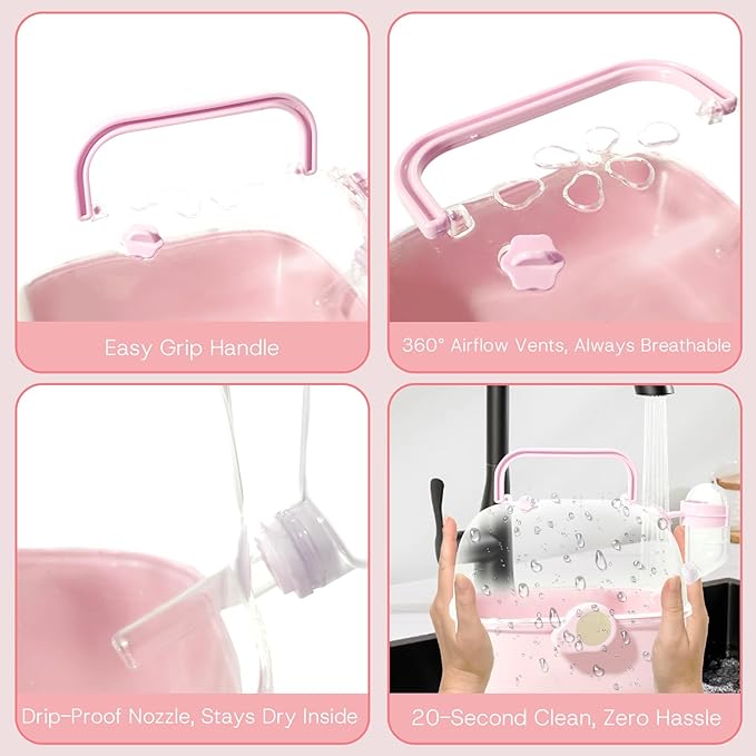 Portable Hamster Carrier Cage for Travel - Acrylic Small Animal Cage with Ventilation Holes,Escape-Proof Hamster Travel Cage for Outdoor Picnics, Vet Visits(Pink)