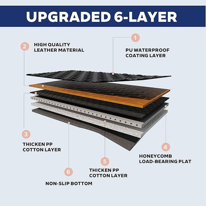 Dog Back Seat Extender & Car Seat Cover - Upgraded PU Leather, Hard Bottom Holds 400lbs, Waterproof Anti-Scratch Dog Hammock for Cars, SUVs, Trucks Easy to Clean + Pets Safety Belt (BLACK-XL)