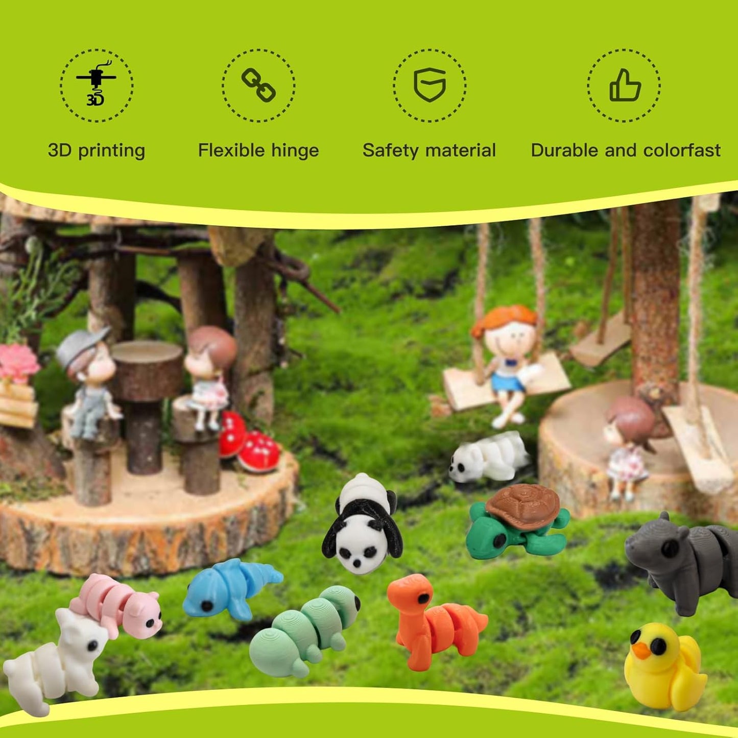 25pcs Mini Animals Figures, 3D Printed Animals and 3D Printed Fidget Toys, Desk Pets Animal Figurines Toys Bulk，Tiny 3D Printer Critters for Birthday Fillers,Teen Reward Gifts