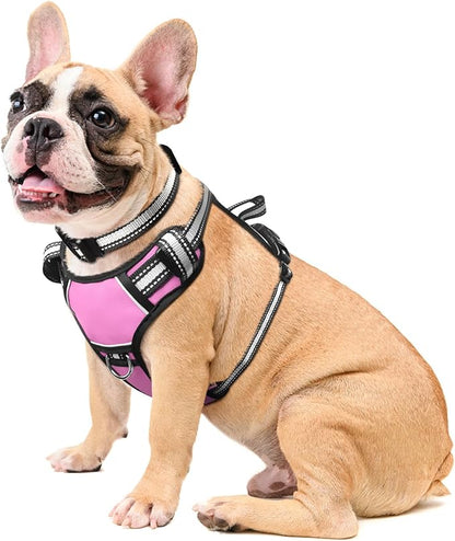 WINSEE Dog Harness No Pull, Pet Harnesses with Dog Collar, Adjustable Reflective Oxford Outdoor Vest, Front/Back Leash Clips for Small, Medium, Large, Extra Large Dogs, Easy Control Handle for Walking