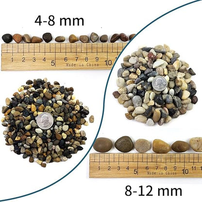 40LB Decorative River Rocks Gravel - 2/5" Mixed Color Gravel for Vase Filling, Flower Pot Paving. Gravel for Garden Decoration,Landscaping,Aquarium Aquascape Gravel, Fish Tanks Gravel(8-12MM)