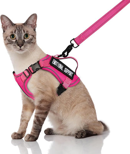 Tactical Cat Harness and Leash, Escape Proof Large Cat Walking Vest,Adjustable Soft Mesh Pet Vest Harness with Control Handle, Molle Patches (777816858438, Large)