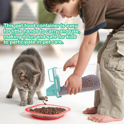 TBMax Rice Storage Container 3 to 5 Lbs - Small Pet Dog Cat Food Container Dispenser with Easy Pouring Spout & Cup, Portable Cereal Container for Small Spaces, Travel, or Daily Use -Cyan