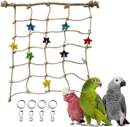 Bird Climbing Rope Net Climbing Rope Ladder,Size - 18''X20'' Parakeet Cage Hanging Toys for Rats Parakeet Cockatiel Cockatoo Conure African Grey Budgie