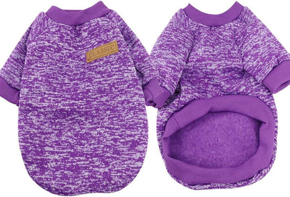 Idepet Pet Dog Classic Knitwear Sweater Fleece Coat Soft Thickening Warm Pup Dogs Shirt Winter Pet Dog Cat Clothes Puppy Customes for Small Dogs (XXS, Purple)