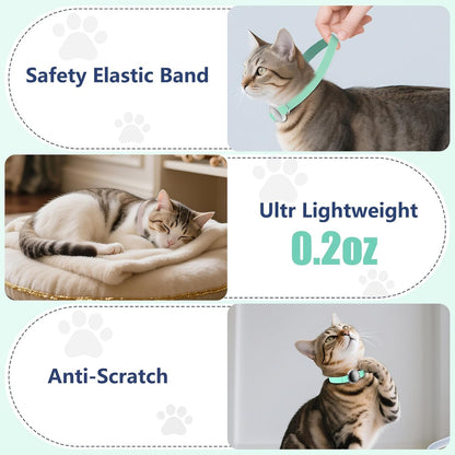 AirTag Cat Collar, Ultra Elastic Cat Tracker Collar, Airtag Holder Compatible with Apple Air Tag, [Lightweight & Scratch Resistant] Adjustable Stepless GPS Pet Collar for Cats Kittens, Green