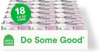 Open Farm Canned Cat Food, Pate for Complete & Balanced Nutrition, Grain Free and Legume-Free Wet Cat Food, Chicken & Salmon Recipe, 2.8oz Cans (Case of 18)