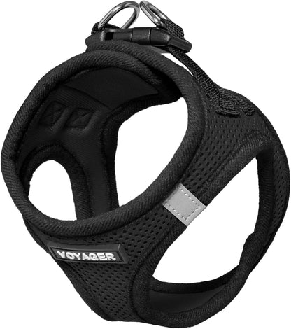 Best Pet Supplies Voyager Step-in Air Harness - All Weather Mesh, Reflective, No Pull Harness for Dogs, Cats - Secure with Hook & Loop Fastener, Buckle, Double D-Rings - Black, XS