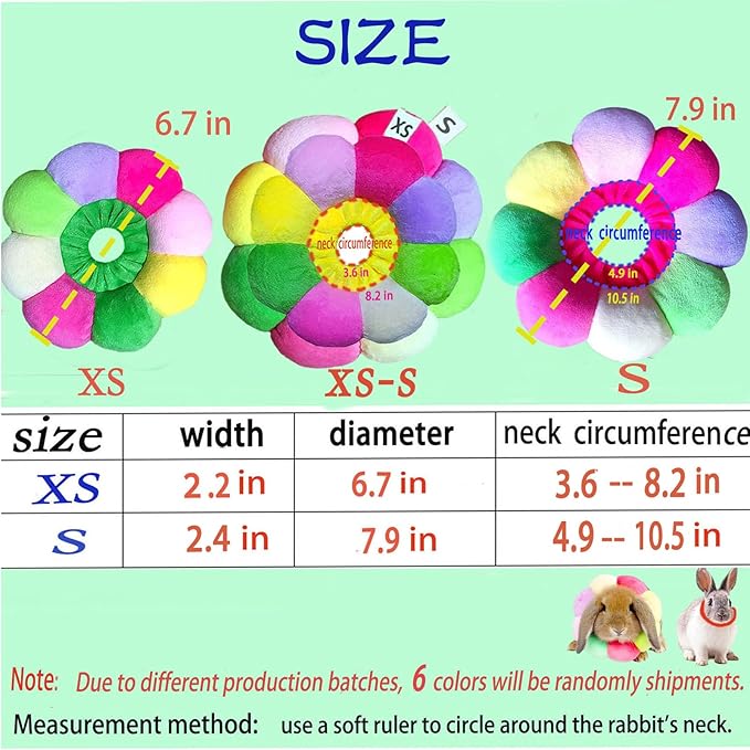 Rabbit Cat Cone Collar Soft,Adjustable Cat Recovery Wound Healing Accessory,Cats Cones to Stop Licking,for Chinchilla,Guinea Pigs,Bunny,Kitten Donuts Collar After Surgery(Small)