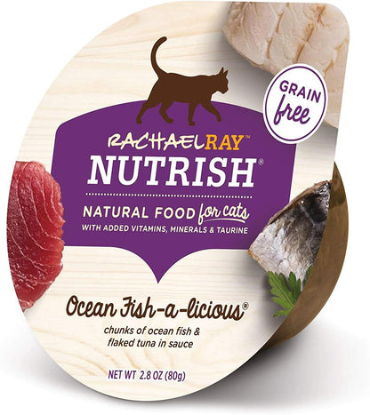 Nutrish Rachael Ray Natural Wet Cat Food, Ocean Fish-A-Licious Recipe, 2.8 Ounce Cup (Pack of 12), Grain Free