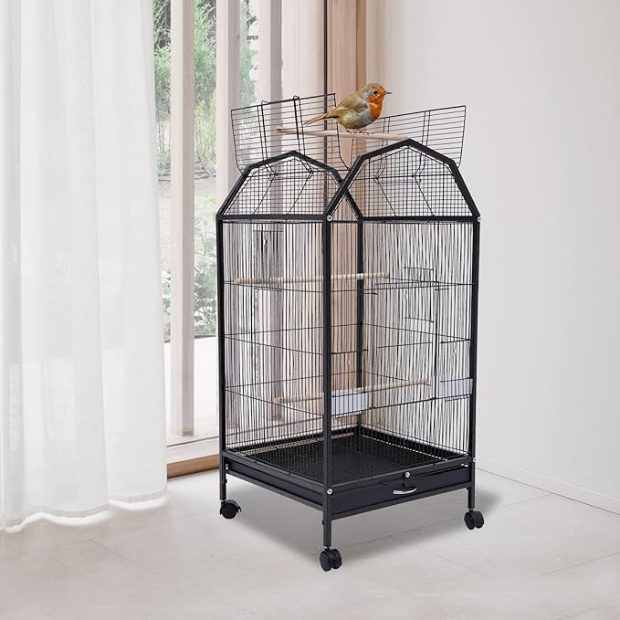 Bird Cage, Metal Pet Bird Flight Cages Large Finch Bird Cage with Stand for Parrots Cockatiels Conure Budgie Canary Finch Lovebird