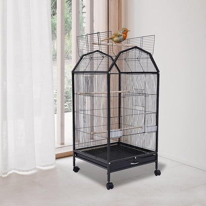 Bird Cage, Metal Pet Bird Flight Cages Large Finch Bird Cage with Stand for Parrots Cockatiels Conure Budgie Canary Finch Lovebird