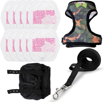 Adjustable Chicken Harness Diaper (5.4ft Leash) – Breathable & Washable Secure Training for Hens, Ducks & Chicks | Outdoor Walking & Discipline Solution(Medium, Camouflage Green)