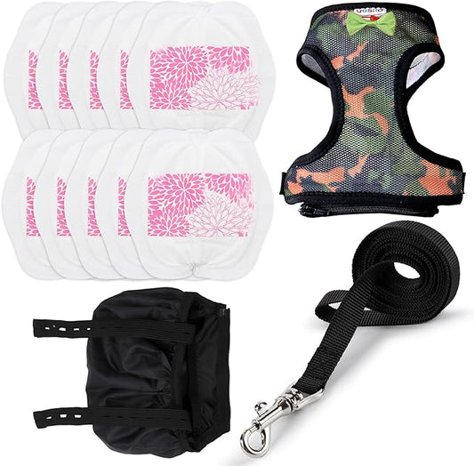 Adjustable Chicken Harness Diaper (5.4ft Leash) – Breathable & Washable Secure Training for Hens, Ducks & Chicks | Outdoor Walking & Discipline Solution(Medium, Camouflage Green)