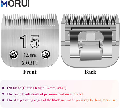 15 Cut Length 3/64"(1.2mm) Detachable Pet Dog Clipper Blades UltraEdge Series Clipper Blades for Dog Grooming Compatible with Most Andis,Oster A5 Wahl KM Series Clippers