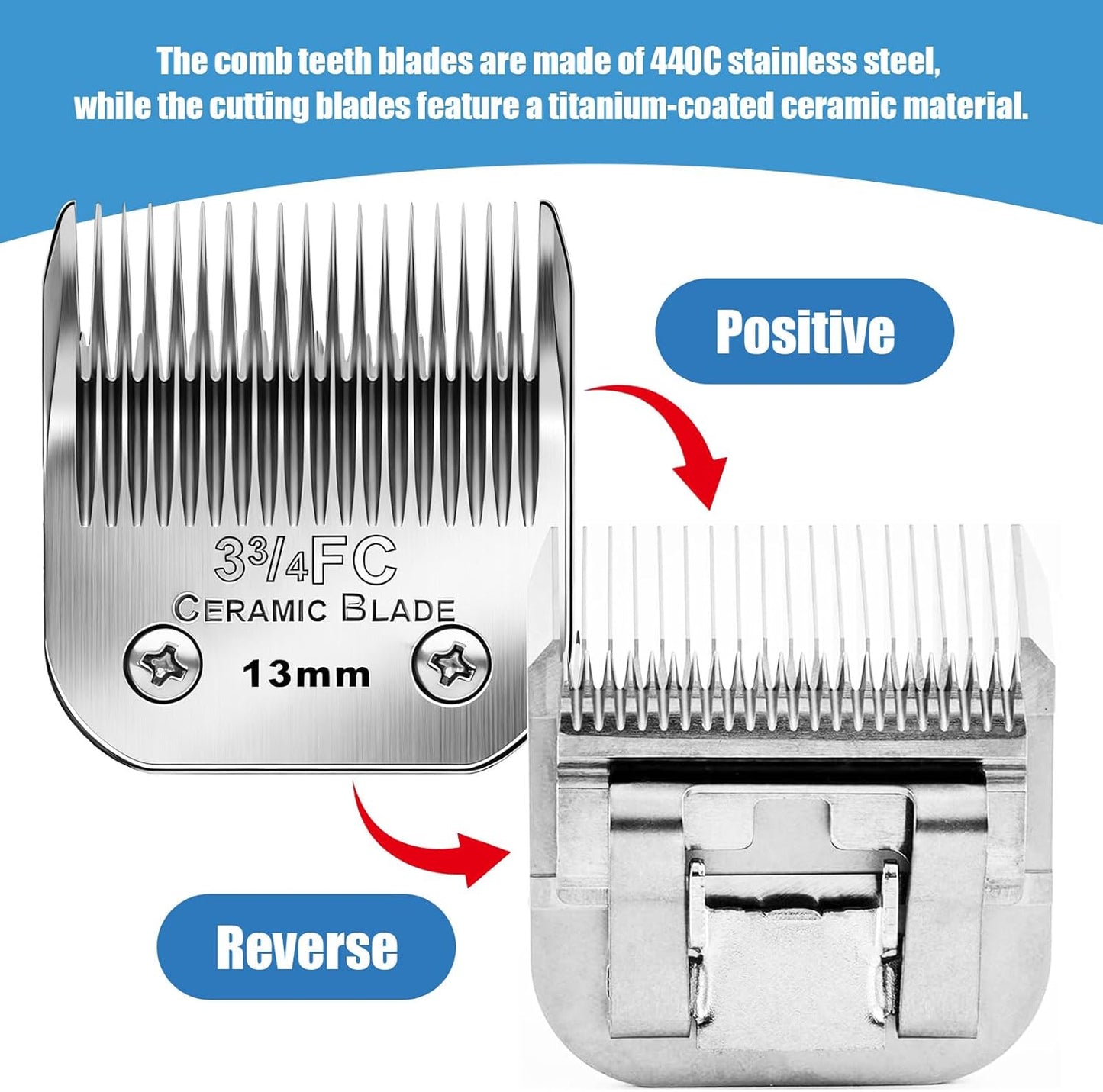 Dog Grooming Replacement Blades Compatible with Andis Dog Clipper, Dog Clipper Blades Compatible with Oster A5,Wahl KM-10 Series Dog Clipper,3FC Blades (13mm)