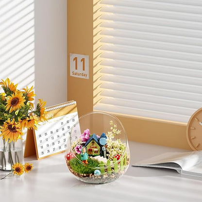 Angoily Cut Bowl Glass Vase Candle Holder Globe Bowl Terrarium Container Glass Planter Fruit Jar Floral Holder