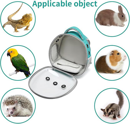 Portable Travel pet Backpack Carrier Hamster Bag Guinea Pig Bird Small Dog cat Turtle Carrier Rabbit Cage Squirrel Bearded Dragon Breathable Hangbag (Green)