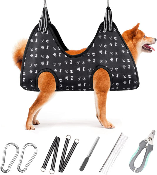 Dog Grooming Hammock Harness for Nail Trimming (L 50lb), Dog Sling Holder Hanger for Clipping Nails
