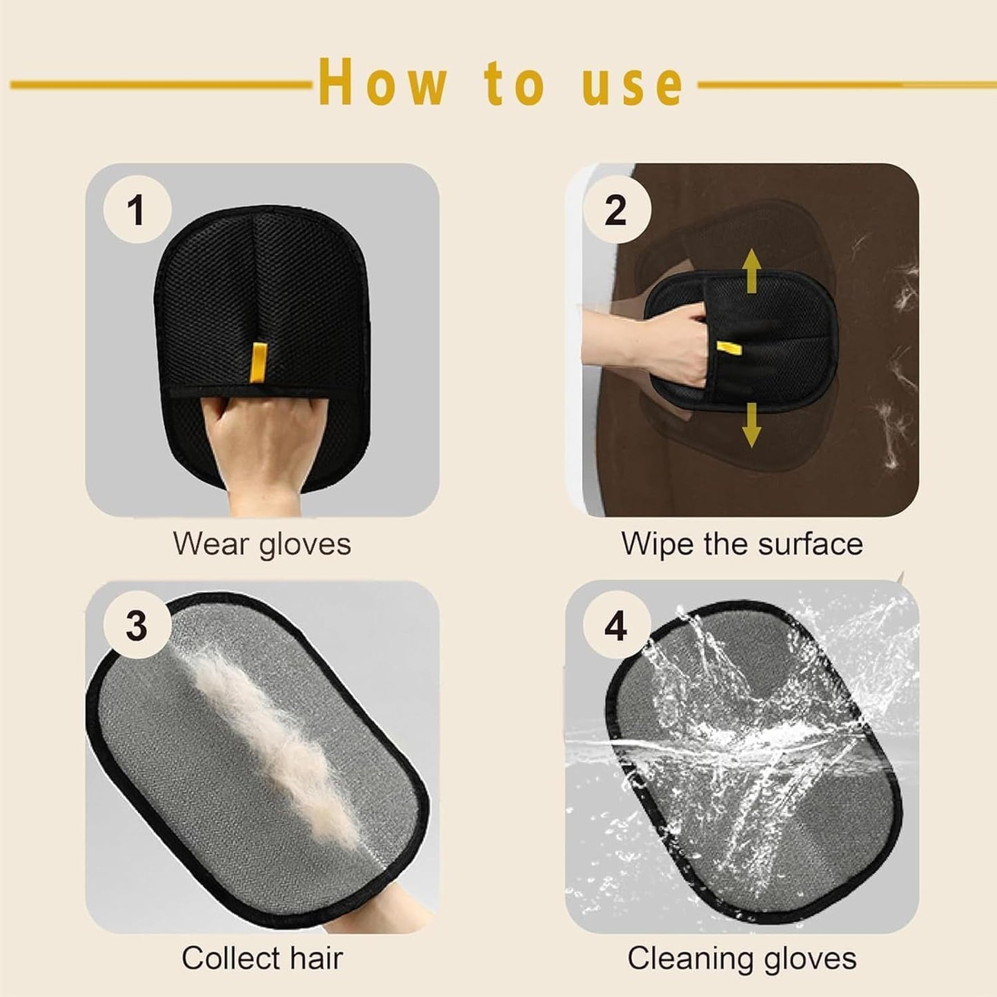 1PCS Pet Hair Removal Gloves, Cat and Dog Hair Remover, Electrostatic Gloves Pet Hair, Washable Reusable - Efficient Cleaning Pet Hair Removal Tool