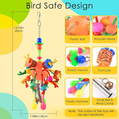 KATUMO Bird Toys, Parrot Toys Parakeet Foraging Shredder Hanging Toys Bird Ball Treats for Conure Mini Macaw Cockatiel Lovebird Small-Medium Birds