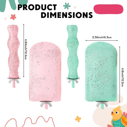 Soulchen 4 Pcs Bird Beak Grinding Calcium Stone Perches Parrot Teeth Mouth Molar Cage Accessories Platform Paw Grinding Sticks Jumping Stand for Macaws Parakeets Finches Cockatiel(Green,Pink)