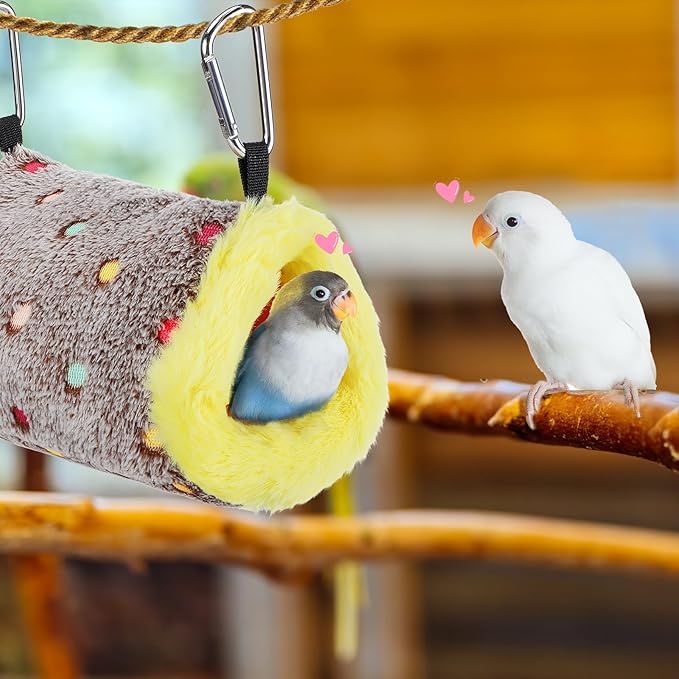MEWTOGO Small Warm Bird Nest House - Cozy Bird Bed for Cage with Mat, Hanging Hammock Shed Hideaway Hut for Lovebirds Lineolated Parakeets Canaries Zebra Finches Society Finches Parrotlets