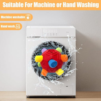 Dog Snuffle Ball-Interactive Puzzle Dog Toys Encourage Natural Foraging Skills Slow Feeder for Training and Stress Relief, Cloth Strip Hiding Food Chew Toys for Any Size Dogs, Machine Washable (Red)