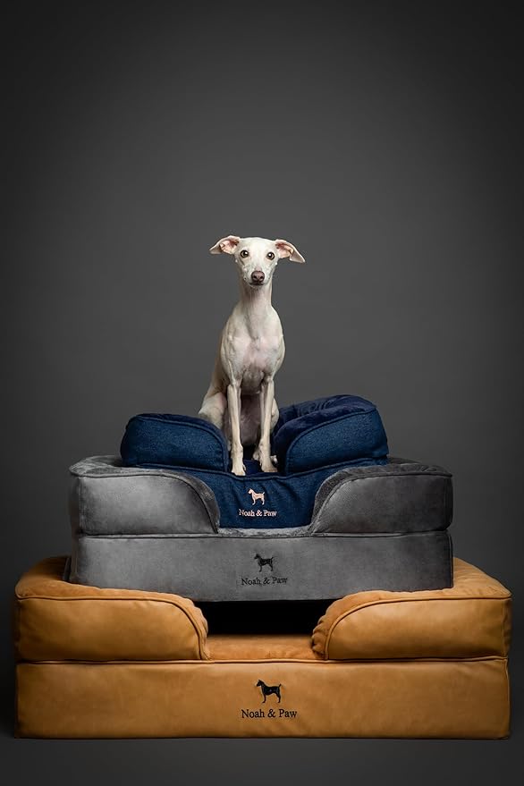 NOAH & PAW XL Dog Bed, 45x35x11 Inch, Orthopedic Large Dog Beds, Eggshell Memory Foam Infused with Cooling Gel, Inner Cover, Waterproof, Machine Washable (Faux Leather Sofa Collection)