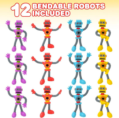 ArtCreativity Bendable Robot Figures, Set of 12 Flexible Men, Birthday Party Favors for Boys and Girls, Stress Relief Fidget Toys, Sensory Toys for Kids and Adults, Goody Bag Stuffers