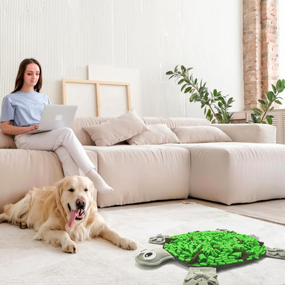 Snuffle Mat for Dogs, Tortoise-Themed Slow Feeder for Small/Middle/Large Breed, Durable Washable Portable Pet Feeding Mat, Nose Work Training Pad, Anxiety Relief & Mental Stimulation(M, Green)