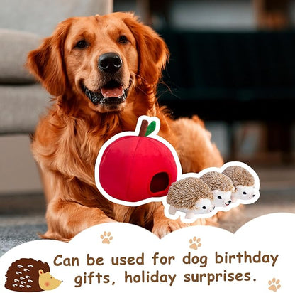 Hollypet Squeaky Dog Toy, Interactive Plush Hide and Seek Dog Toys for Small Medium Sized Dogs and Non-Aggressive Chewers, Puppy Teeth Clean Chew Toys, Hedgehog