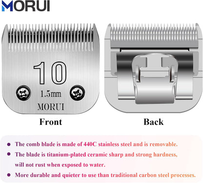 Detachable Pet Dog Clipper Blades UltraEdge Compatible with Oster A5,Wahl KM10 Series Clippers (10# 1.5mm- 2 Pack)