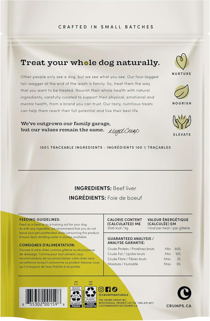 Crumps' Naturals Freeze Dried Beef Liver Mini Trainers, 3.7oz / 105g, Brown