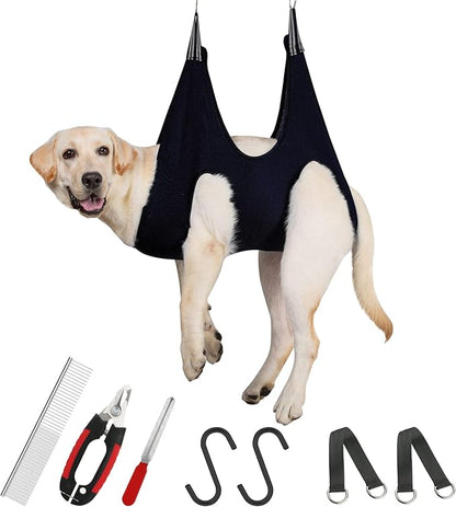 Guzekier Dog Grooming Hammock for Trim Nail, Dog Sling for Grooming, Dog Hammock Restraint Bag with Nail Clippers/Trimmer, Nail File, Pet Comb,Ear/Eye Care
