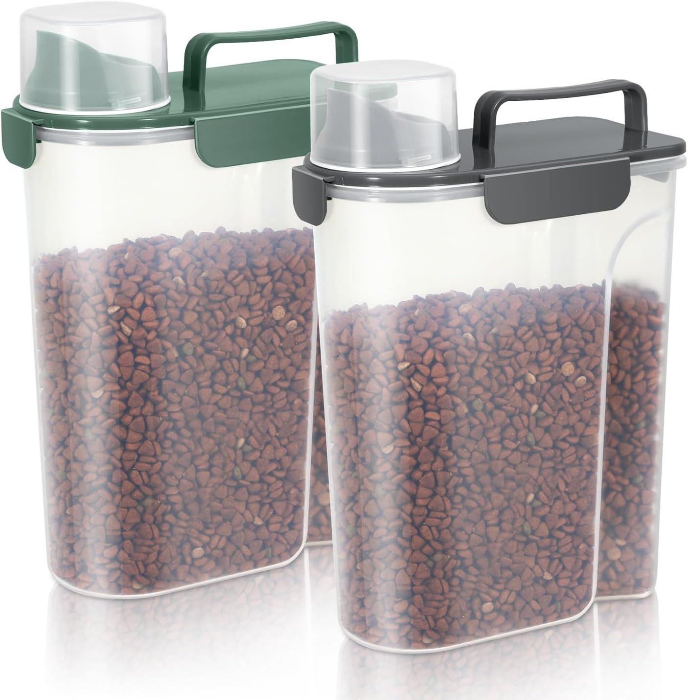 Cat Dog Food Storage Container,Pet food Container with Locking Lids Food Storage bin PBA-Free,For Pet food,Rice,cereals Storag (Dark Gray + Dark Green (5L-2Pack))