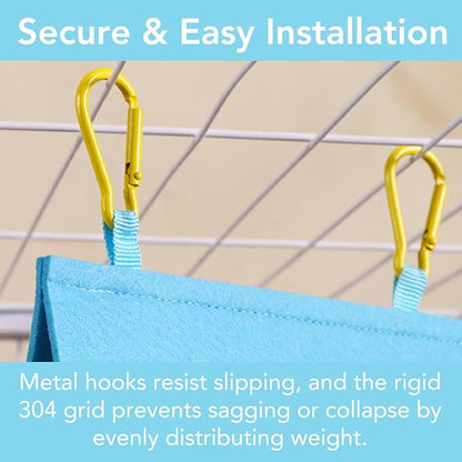 Felt Bird Bed for Cage with 304 Stainless Steel Grid - Large Size (9.4"x6.3"x8.3") - Hanging Hammock Swing Bird Tents for Parakeets, Budgies, Conures -Verdant