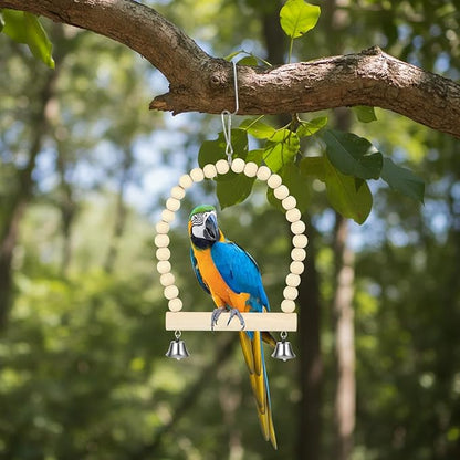Bird Swing for cage Parakeet Parrot Swing Wood Hemp Rope Ladder Toy Play Gym Hanging Swing Parrot Perch Hammock Toy for Budgerigar Conure Cockatiel mynah Finches Small Medium Breeds 10pcs