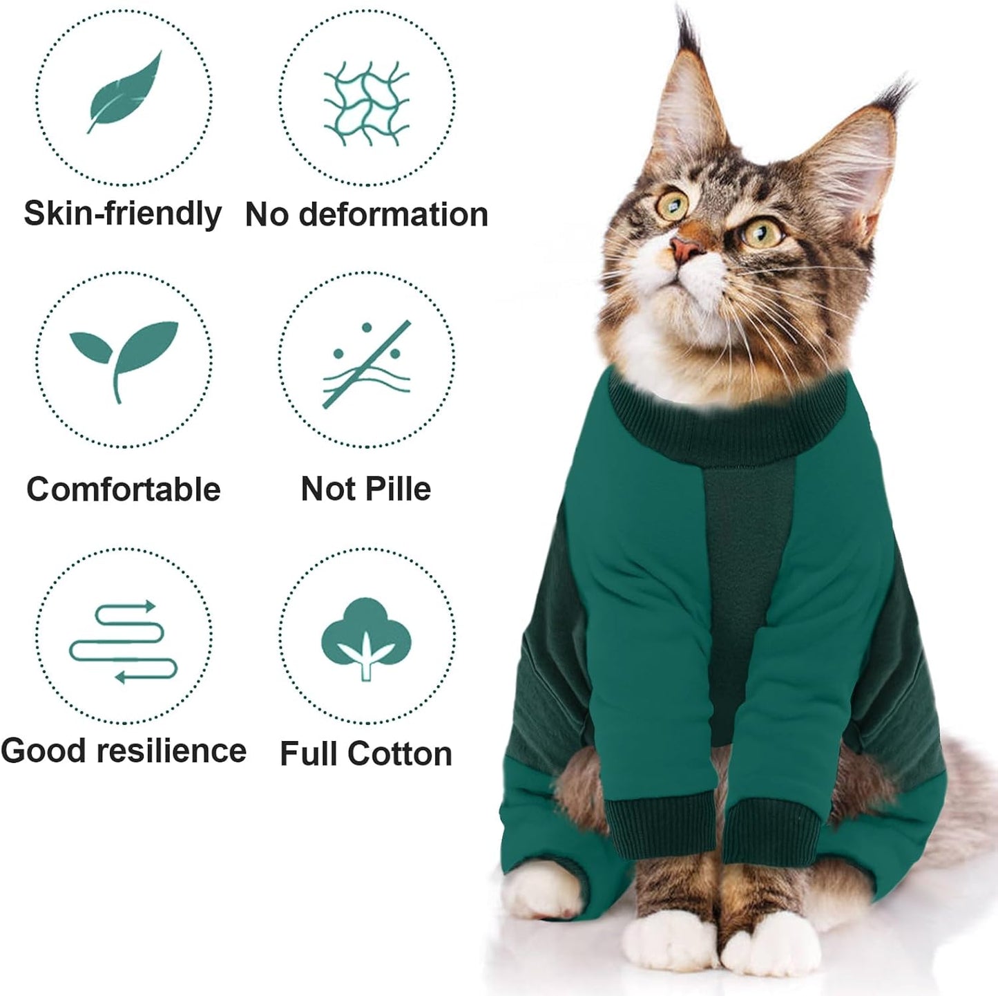 QBLEEV Cat Pajamas for Cats Only, Sticky Hair Cat Clothes, Prevent Lost Fur Kitten Onesie Shirts Costumes Outfits for Daily Wear Parties Photography, Cat Recovery Suit for Cats or Small Dogs