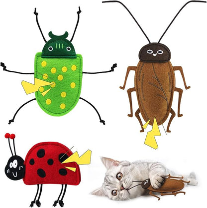 3 Pack Realistic Bug Catnip Cat Toys,Bell Sould Kitten Bite Interactive Kicker Toys for Cat's Natural Hunting