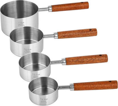 4 Pcs Dog Food Scoop Measuring-Cup, 1 Cup, 1/2 Cup, 1/3 Cup, 1/4 Cup, Stainless Steel Pet Food Scoops, Cat Food Measuring Cup