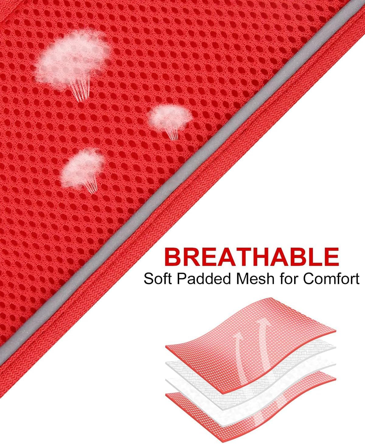 Joytale Small Dog Harness, Breathable Mesh Step-in Vest, Reflective Soft Padded Harnesses for Small and Medium Dogs, Red, L