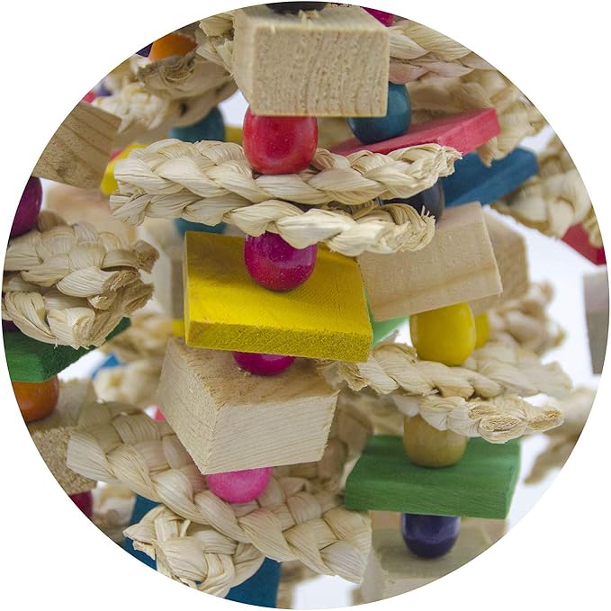 EBaokuup Large Parrot Chewing Toy - Bird Parrot Blocks Knots Tearing Toy Bird Cage Bite Toy for African Grey, Macaws Cockatoos, and a Variety of Amazon Parrots (Large)