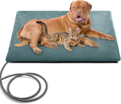 PETNF Outdoor Pet Heating Pad for Cats & Dogs, 100.4-107.6°F Auto Temp Control, Waterproof Fireproof, for Cat House/Dog Kennel/Terrace, Fits Domestic & Stray Pets (Gray 15.7"X27.6")
